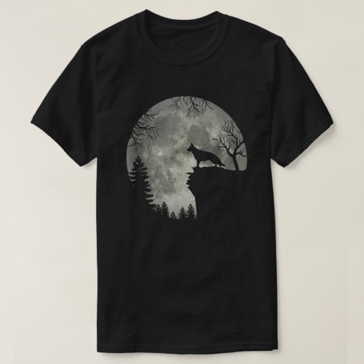 German Shepherd en Moon Halloween T-shirt (Design voorkant)