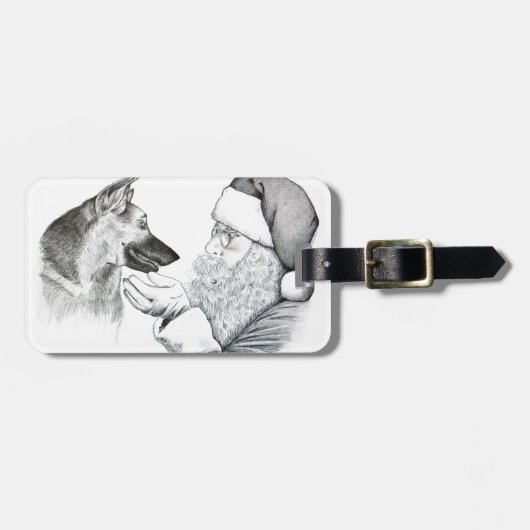 German Shepherd en Santa Bagagelabel (Voorkant horizontaal)