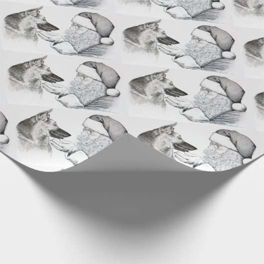 German Shepherd en Santa Cadeaupapier (Hoek)