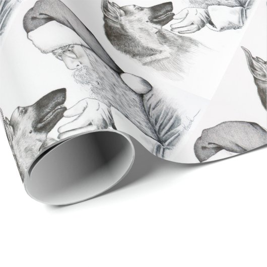 German Shepherd en Santa Cadeaupapier (Rol Hoek)