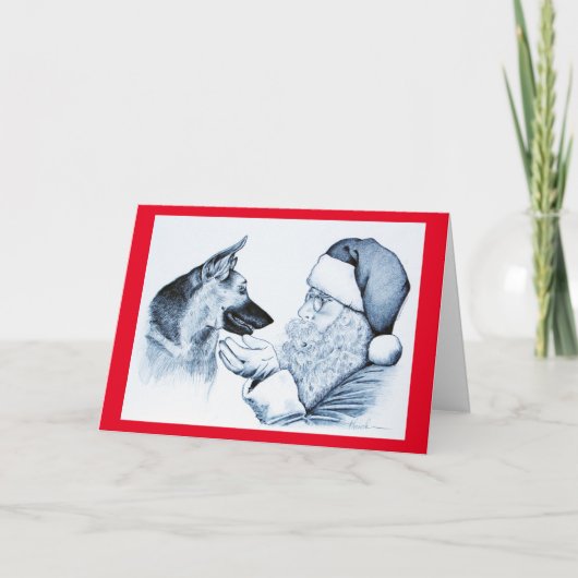 German Shepherd en Santa Claus Feestdagen Kaart (Voorkant)