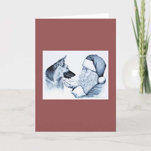 German Shepherd en Santa Claus Feestdagen Kaart (Voorkant)