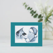 German Shepherd en Santa Claus Feestdagenkaart (Staand voorkant)