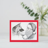 German Shepherd en Santa Claus Feestdagenkaart (Staand voorkant)