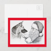 German Shepherd en Santa Claus Feestdagenkaart (Voorkant / Achterkant)