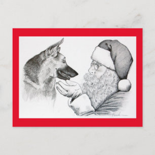 German Shepherd en Santa Claus Feestdagenkaart