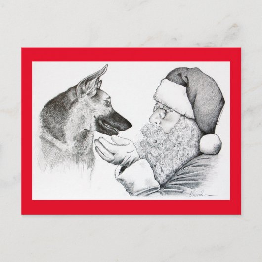 German Shepherd en Santa Claus Feestdagenkaart (Voorkant)