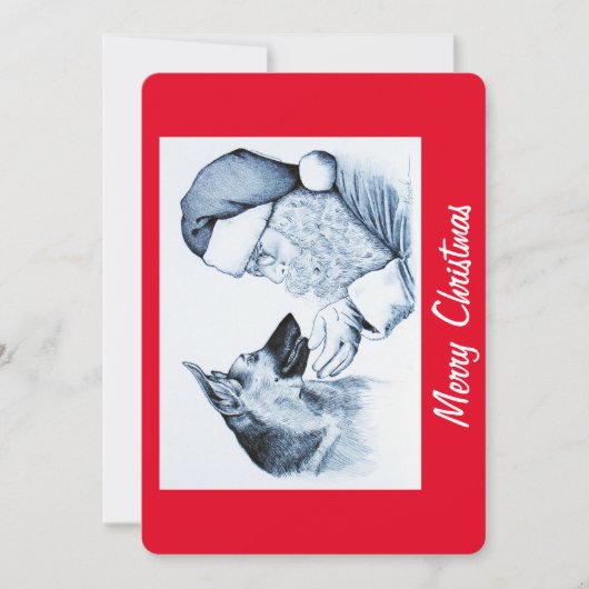 German Shepherd en Santa Claus Feestdagenkaart (Voorkant)