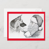 German Shepherd en Santa Claus Feestdagenkaart (Voorkant / Achterkant)