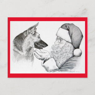 German Shepherd en Santa Claus Feestdagenkaart