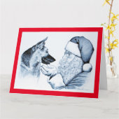 German Shepherd en Santa Claus Kaart (Gele Bloem)