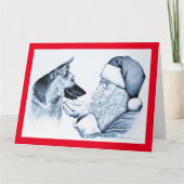 German Shepherd en Santa Claus Kaart (Voorkant)