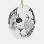 German Shepherd en Santa Claus Keramisch Ornament (Rechts)