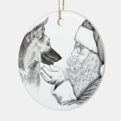 German Shepherd en Santa Claus Keramisch Ornament (Links)