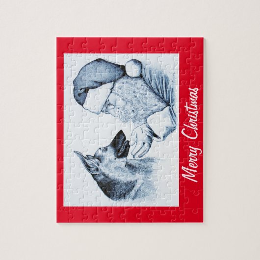 German Shepherd en Santa Claus Legpuzzel (Verticaal)