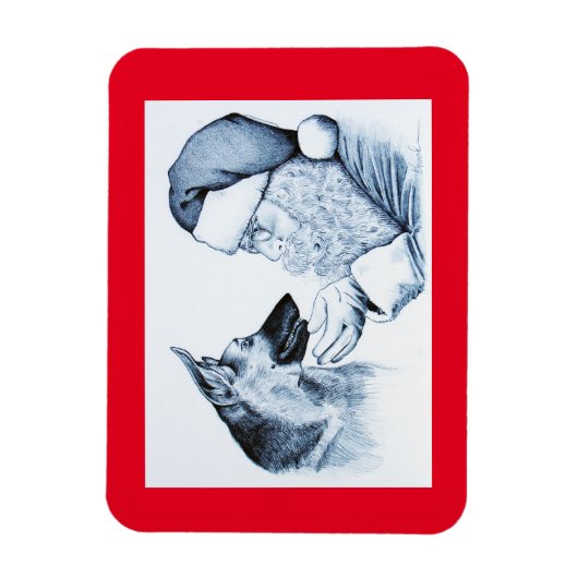German Shepherd en Santa Claus Magneet (Verticaal)
