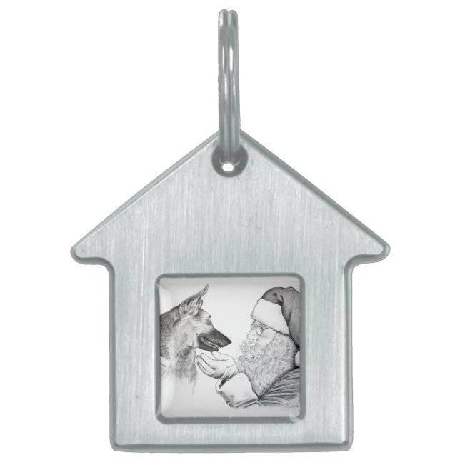 German Shepherd en Santa Huisdieren Naamplaatje (Voorkant)