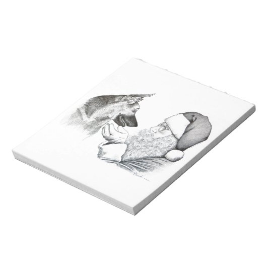 German Shepherd en Santa Notitieblok (Linkerzijde)