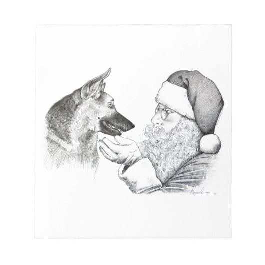 German Shepherd en Santa Notitieblok (Voorkant)