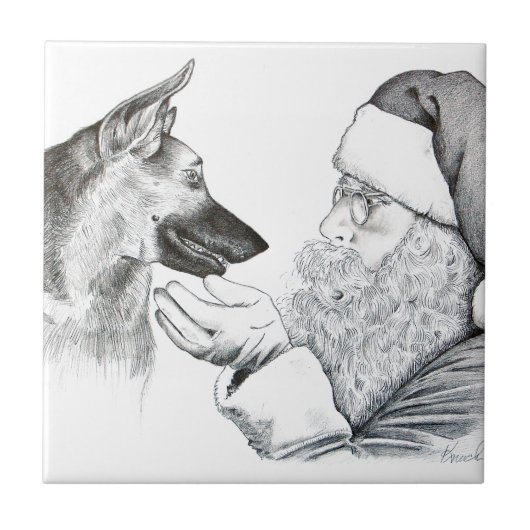 German Shepherd en Santa Tegeltje (Voorkant)