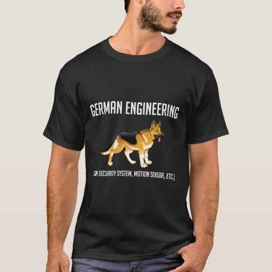 German Shepherd Engineering Home Security System T-shirt (Voorkant)