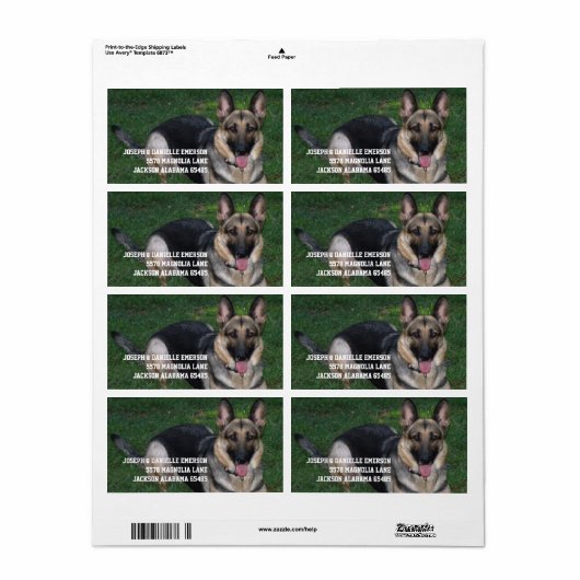 German Shepherd Etiket (Full Sheet)