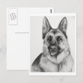 German Shepherd Fine Art Briefkaart (Voorkant / Achterkant)