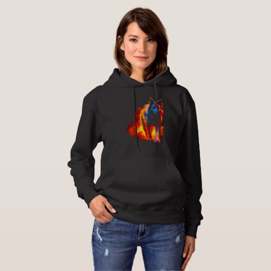 German Shepherd Fire Hoodie (Voorkant volledig)