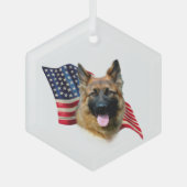 German Shepherd Flag Glas Ornament (Voorkant)