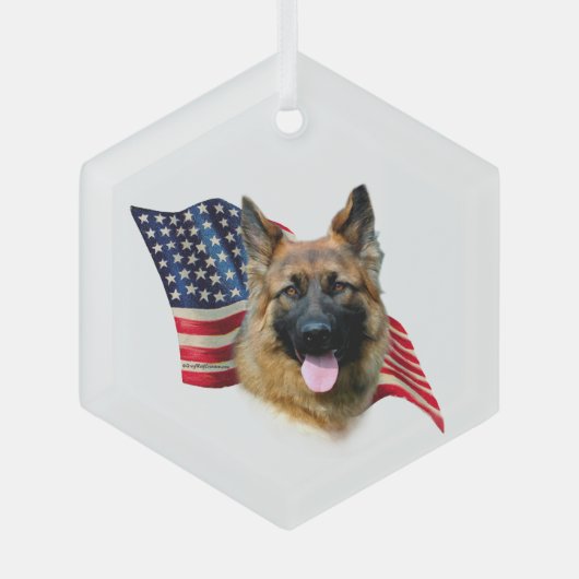 German Shepherd Flag Glas Ornament (Voorkant)