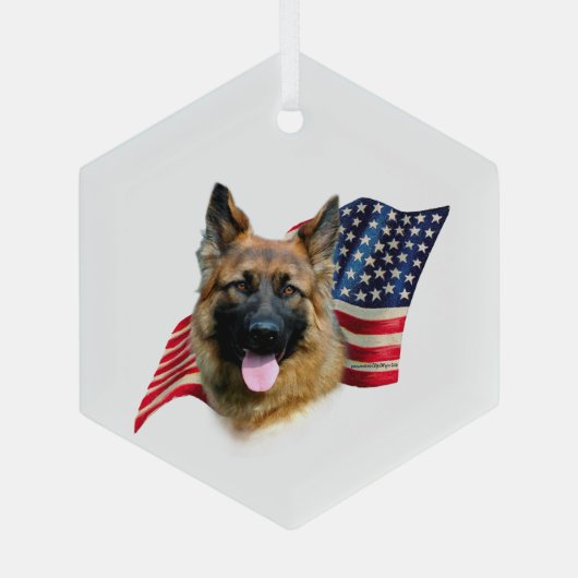 German Shepherd Flag Glas Ornament (Achterkant)