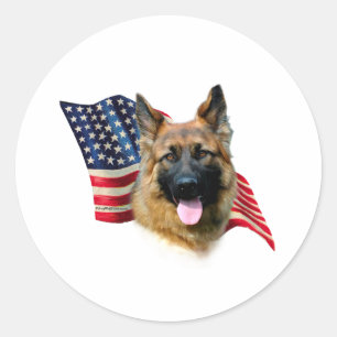 German Shepherd Flag Ronde Sticker
