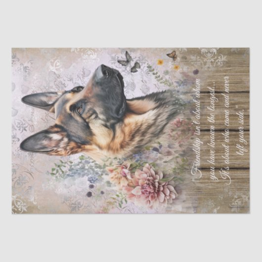 German Shepherd Floral Dog Quote Tissuepapier (Voorkant)