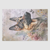 German Shepherd Floral Dog Tissuepapier (Voorkant)
