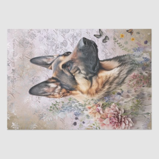 German Shepherd Floral Dog Tissuepapier (Voorkant)