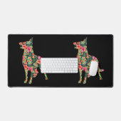 German Shepherd Flower Funny Dog Silhouette Floral Bureaumat (Keyboard & Muis)
