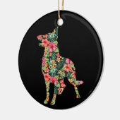 German Shepherd Flower Funny Dog Silhouette Floral Keramisch Ornament (Links)