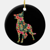 German Shepherd Flower Funny Dog Silhouette Floral Keramisch Ornament (Achterkant)