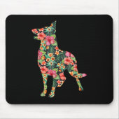 German Shepherd Flower Funny Dog Silhouette Floral Muismat (Voorkant)
