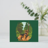 German Shepherd Forest Adventure Dog  Briefkaart (Staand voorkant)