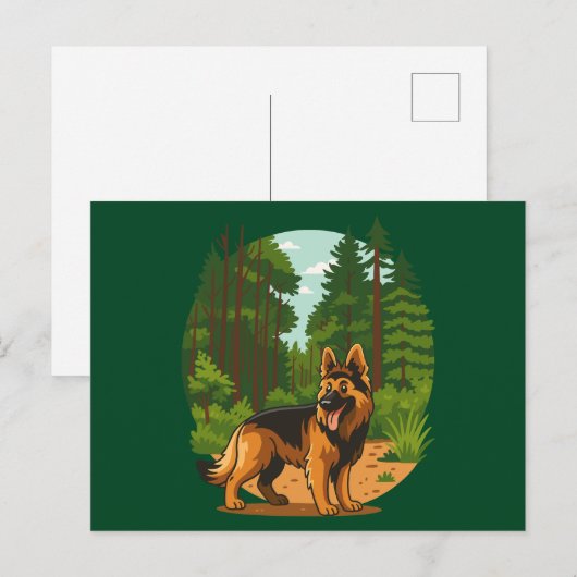 German Shepherd Forest Adventure Dog  Briefkaart (Voorkant / Achterkant)