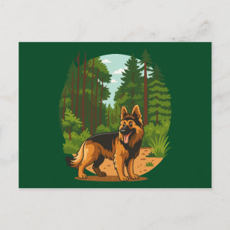 German Shepherd Forest Adventure Dog  Briefkaart