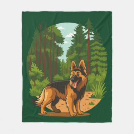 German Shepherd Forest Adventure Dog  Fleece Deken