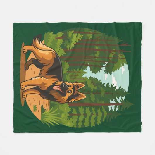 German Shepherd Forest Adventure Dog  Fleece Deken (Voorkant (Horizontaal))