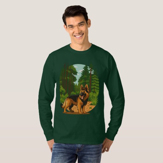 German Shepherd Forest Adventure Dog  T-shirt (Voorkant volledig)