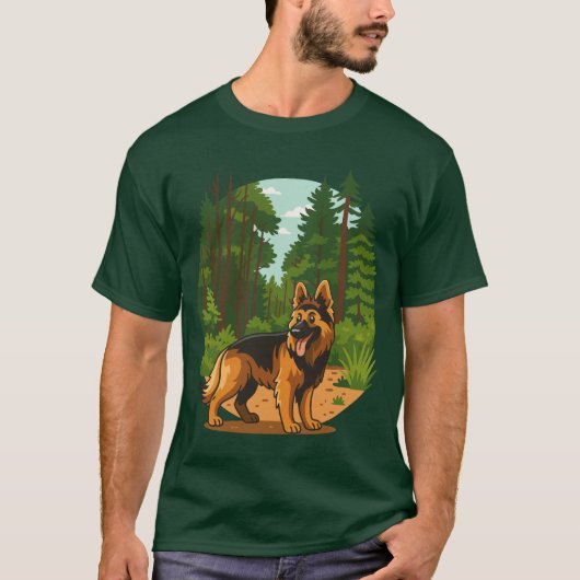 German Shepherd Forest Adventure Dog  T-shirt