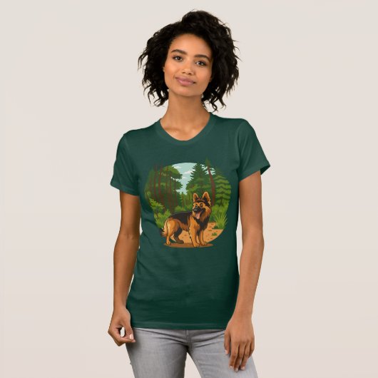 German Shepherd Forest Adventure Dog  T-shirt (Voorkant volledig)