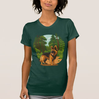 German Shepherd Forest Adventure Dog  T-shirt