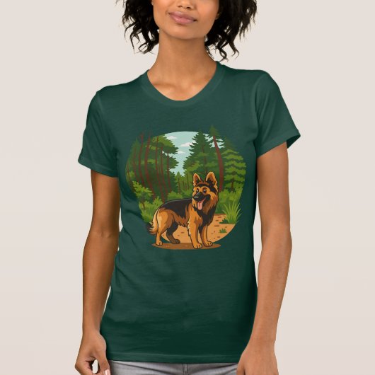 German Shepherd Forest Adventure Dog  T-shirt (Voorkant)