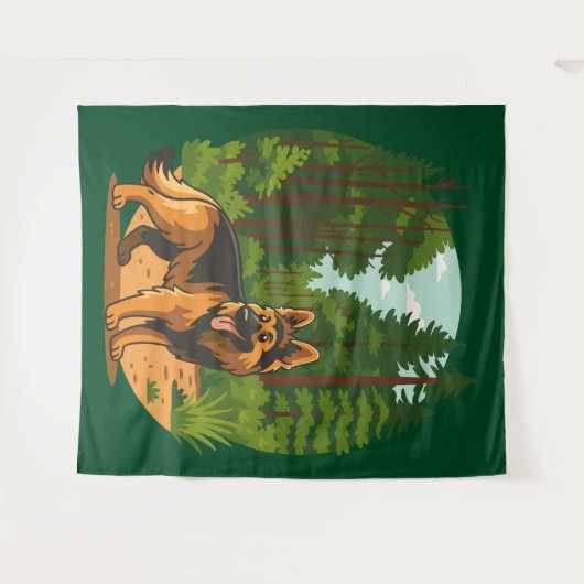 German Shepherd Forest Adventure Dog Wandkleed (Voorkant (horizontaal))